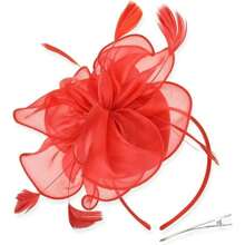 1 Stück Fascinator Hut Teezeremonie Kopfschmuck mit Bändern, Federn auf Haarband und Clip für Mädchen und Frauen, Haaraccessoire
