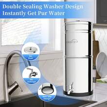 Gravity Water Filter System, 2.25G Berkey Stainless Steel Countertop System Water Purifier, Reduce 99% Chlorine For Home Camping Backpacking RVing, 2 Carbon Filters - Coral Orange - View 9