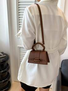 高品质迷你方形手提包，时尚纯色便携式化妆包，女士钱包