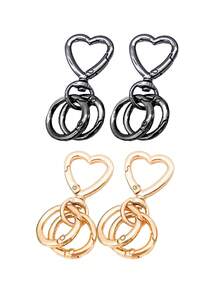 1 Set Heart Shaped Spring Clasp And Spring Ring Combination, Convenient For Keychain, Dog Leash, Backpack Accessories, Keychain Pendant, Openable Handbag Strap Connector, Outdoor Camping Hiking Accessories, Suitable For DIY Lanyard Dog Clips, Jewelry Metal Keychains, Metal Shaped Keychains, Bag Clips, Dog Leash Clips - Multicolor - View 18