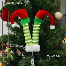 1pc Christmas Elf Leg Branch Inserts, Christmas Tree Ornament Decorations, Santa Claus And Christmas Elf Figurine Leg Car Charms Christmas Tree Decoration Christmas Party Supplies