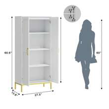 Storage Cabinet,Kitchen Pantry Cabinet With 2 Doors And Adjustable Shelves,Tall Storage Cabinet For Bathroom, Living Room, Laundry,Natural,Blcak,White