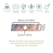 Faucet Mat, Mother-Of-Pearl & Ocean Design Faucet Splash Guard, Adds Texture To Space, Bathroom Faucet Anti-Splash Mat, Anti-Moisture Anti-Slip Faucet Mat, Kitchen Countertop Accessory, Kitchen & Dining Table Accessory, Sink Drainage Mat, Anti-Moisture Absorbent Mat, Absorbent Drainage Mat For Dishes, Multi-Function Absorbent Anti-Slip Mat