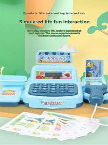 互动超市收银玩具，迷你模拟收银机游戏套装，含游戏币及配件，角色扮演游戏套装，扫描仪，声光效果。益智角色扮演游戏，节日礼物，生日礼物，儿童超市，超市收银机，迷你超市，蛋糕甜点
