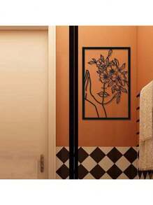 1pc 30*45cm Abstract Woman Line Pattern Metal Decorative Wall Art Hanging, Personalized Art Wall Decor, Suitable For Home, Living Room, Dining Room, Bedroom, Bathroom, Valentine's Day Gift