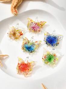 1/6 piezas Decoración aleatoria multicolor de cerámica esmaltada pintada a mano con margaritas y mariposas, adecuada para manualidades de joyería, colgantes, collares, aretes, llaveros, cadenas de teléfono, regalo para familia, parejas y amigos