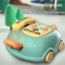 1 caja Juguetes de teléfono para bebés, juguetes musicales para bebés, juguetes musicales de coche para bebés, juguetes para niños y niñas, teléfonos de juego para niños, juguetes educativos para el desarrollo infantil, juguetes con luz con cara de gato linda, regalo para niños