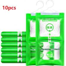 10Pcs/Set Wardrobe Moisture Absorbent Bags, Hanging Dehumidification Bags Anti-Mold And Moisture-Proof Bags, Suitable For Kitchen, Bathroom, Cabinet, Wardrobe, Shoe Cabinet, Car, School, Office, Home, Dormitory, Travel, Home Decoration, Christmas Note: Each Package Contains 50g Of Content ,Dehumidifier For Home