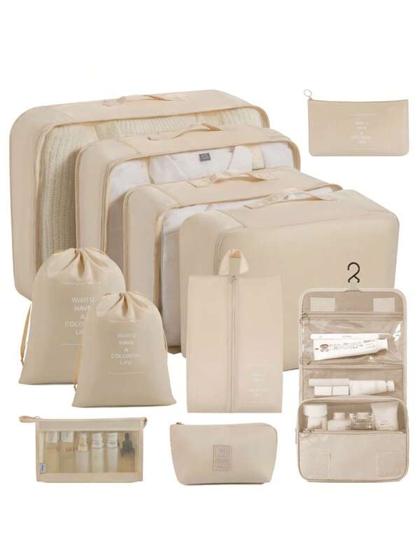 11pcs/Set Travel Organizer Bags, Multifunctional Packing Cubes, Cosmetic Case, Garment Bag, Zipper Pouch, Tote Bag, Mesh Bag, Shoe Bag, Drawstring Bag, Universal Bag, Underwear Bag, Luggage Bag, Jewelry Bag, Makeup Bag, Large Capacity, Portable, Mesh, Space Saving, For Clothes, Pants, Underwear, Toiletries, Shoes, Daily Items, Travel Storage, Multipurpose Pouches, Pants, Shoes, Jeans, Boots, Skirts, Bedroom, Organizer Bag, Home Storage
