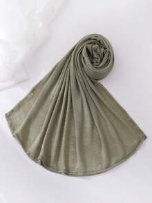 1件装女士纯色轻薄弹力褶皱头巾，时尚围巾，柔软休闲，适合搭配连衣裙 - A - 查看 17