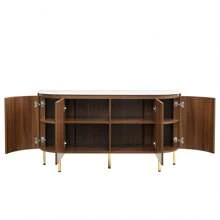 Sairedel Credenza moderna ad arco con ripiani regolabili e gambe in metallo, ideale per soggiorno e sala da pranzo (noce)