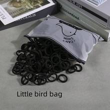 100pcs Small Bird Bag With 2cm Simple And Versatile Hair Tie, High Elasticity, No Damage To Hair, Black Hair Tie, Seamless Hair Tie, Small Hair Tie ,Ponytail Holders ,Hair Elastics ,Hair Rubber Bands ,Scrunchies ,Hair Rope - Black - View 1