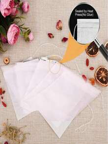 100 个茶包空纸质茶过滤袋，可重复使用的抽绳袋，小袋子，空茶包抽绳密封茶叶浸泡袋，用于散叶青色，茶过滤散茶浸泡器用于茶香料