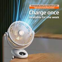 Portable Clip-On Fan, 360° Rotating Fan, 5-Speed Silent Mini Personal Desktop Fan For Outdoor Camping, With 2400mAh Rechargeable Battery, USB Rechargeable Electric Fan For Gym And Home Office - White - View 4