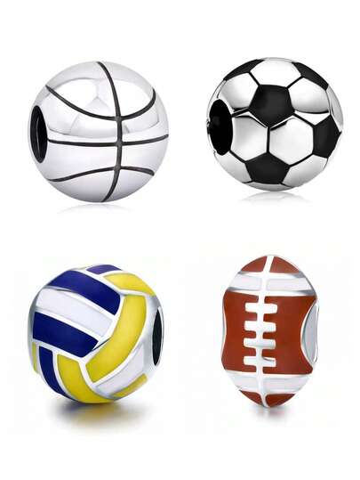 1 pieza Bola de encanto con series deportivas de verano como fútbol, baloncesto, voleibol, rugby para pulsera de mujer con cuentas, artesanía de joyería senior