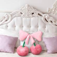 Bow Pillow Cherry Throw Pillow Aesthetic Cute Coquette Room Decor Funny Preppy Cherry Cushions Bedroom Living Room Sofa Bed Chair Decoration (Pink,Small) Valentine's Day - 酒紅色 - 查看 11