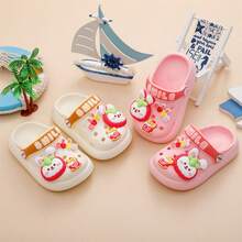 夏の子供用EVA下駄スリッパ、滑り止めソフトソールサンダル、防臭、小中型子供用漫画子供用男性用および女性用スリッパ - ホワイト - チェックする 2