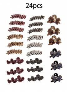 2pcs/4pcs Rhinestone Wheat Ear Hair Clip,Bangs Clip,Delicate Side Clips,Nape Hair Clips,Sweet Half Up Hair Clips