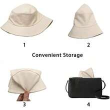 Sombrero de cubo reversible unisex para la playa y la pesca - Beis - Ver 9