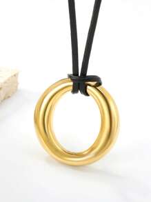 Vacuum Electroplating Personalized Necklace, Stainless Steel O-Ring Pendant Necklace, Suitable For Women's Commuting.
