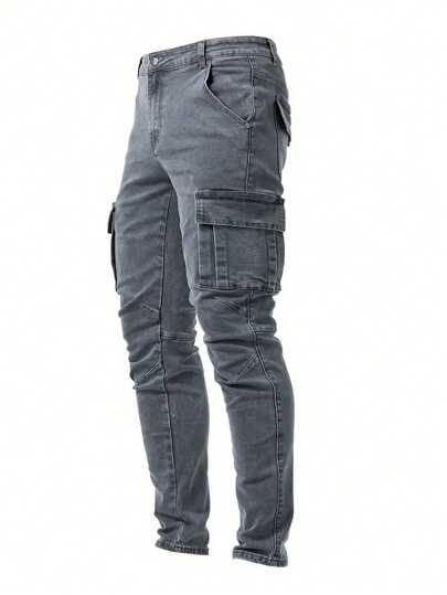 NIUYUNHENGTONG Men's Fashion Casual Street Multi-Pocket Denim Jeans