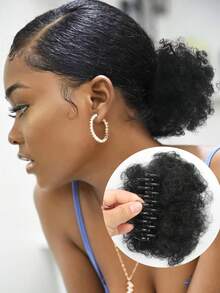 Synthetic Afro Puff Hair Bun Kinky Curly Ponytail Clip-In Extensions Updo Hairpieces For Women Daily Party Use