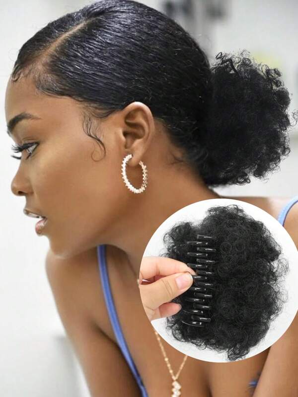Synthetische Afro Puff Haar Dutt Lockige Pferdeschwanz Clip-In Extensions Hochsteckfrisur Haarverlängerung für Frauen für den täglichen Gebrauch und Partys