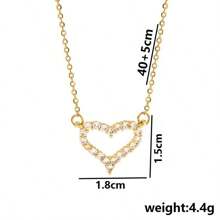 Heart Zirconia Necklace For Women, Gold-Plated CZ Bricks Dainty Necklace, Double Layered Heart-Shaped Zirconia Necklace, Layered CZ Beaded Jewelry Gifts For Girls