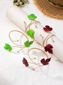1 Set glänzender Blumenarmreif & offener Armreif, rot & grün, minimalistisches Premium-Qualität Design, Mode & vielseitig, geeignet für Frauen im Alltag, auf Partys, im Urlaub, zur Hochzeit