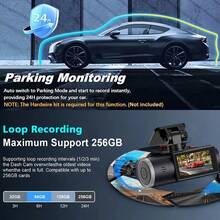 Cámara de salpicadero con doble lente, 4K frontal + 1080P trasera, pantalla IPS de 2.5", mini cámara de coche con aplicación, WiFi incorporado y sensor G, ángulo de visión de 170°, monitor de estacionamiento las 24 horas, visión nocturna, WDR, grabación en bucle, compatible con tarjeta de hasta 256GB - A - Ver 5