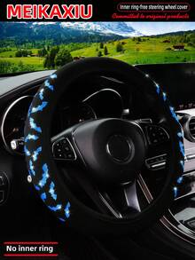 MEIKAXIU 1 件潜水料方向盘套，蝙蝠形，闪亮亮，可拉伸松紧带，防水防滑设计，适用于 14.5-15 英寸女式方向盘 - 蝙蝠 - 查看 12