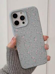 Pink Blue Flower Korean Chic Mini Floral Pattern Fashion Phone Case Compatible With Apple 16 Pro Max / 13 / 15 Pro / 14 / 12 / 11 Full Coverage Waterproof Shockproof Anti-Fall Scratch Resistant Spring Gift - Blue - View 1