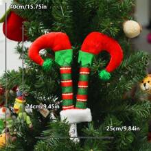 1pc Christmas Elf Leg Branch Inserts, Christmas Tree Ornament Decorations, Santa Claus And Christmas Elf Figurine Leg Car Charms Christmas Tree Decoration Christmas Party Supplies
