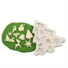 1 件圣诞树圣诞老人模具 DIY 硅胶软糖烘焙装饰工具巧克力模具硅胶模具圣诞节圣诞装饰品圣诞睡衣圣诞礼物圣诞装饰