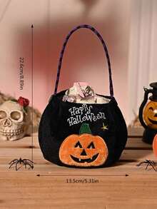 2/1pc Halloween Candy Bags, Decorative Portable Pumpkin Bags, Candy Scene Decorations, Gift Bags, Cloth Bags. - Multicolor - View 4