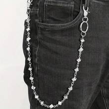 Dây đeo eo hình xúc xắc kim loại phong cách Punk Châu Âu và Mỹ mới, dây đeo eo đa năng dành cho phong cách Hip-Hop Rock. - Bạc cổ - Xem 3