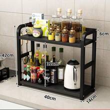 1 件装 30*14*42 厘米北欧风双层厨房置物架 - 木质和金属材质，可放置碗碟、锅具、调味料和蔬菜 | 释放台面空间，适合小户型 | 免钻孔，坚固耐用