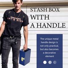 RTVGGJM Bamboo Storage Box With Combination Lock, Multi-Compartment Organizer With Hidden Drawer,Storage Case For Jewelry & Personal Items, Decorative Home Organizer For Office & Kitchen - 藍色 - 查看 5