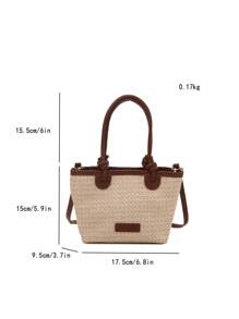 2024 New Women's Woven Shoulder Crossbody Bag, Large Capacity Beach Vacation Bag, Handheld Commuter Female Bag