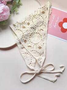 1 peça bandana feminina xale de crochê floral, lenço triangular, faixa de cabeça feminina de renda de crochê, faixa de cabeça vintage, presente para meninas, acessórios de cabelo, faixas de cabelo elegantes