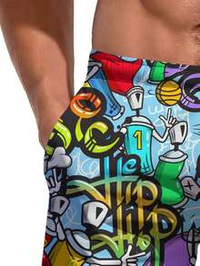 Pantaloni scurți de plajă casual cu imprimeu 3D, stil hawaian, pentru bărbați, mărime plus, cu uscare rapidă și șnur în talie, perfecți pentru activități în aer liber de vară