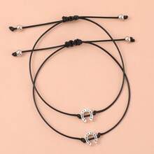 2 chiếc vòng tay hợp kim bện hình móng ngựa tối giản hình chữ U, phù hợp cho các cặp đôi - Nhiều màu - Xem 2