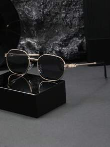 1 Pair Oval Metal Fashion Decorative Glasses For Teenagers