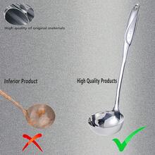 FG-Soup Spoons Ladle,O Ladle Sou,Heat-Of Design Of Ow Handle,Stainless Steel Kitchen Utensil(4ouce/13.5 Inch)Dinnerware Gold Spoon