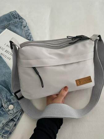 [1 个防水单肩包] 1 件 VMI 休闲尼龙单肩包，男女皆宜，可调节肩带，防水拉链单肩斜挎包，多口袋，纯色，涤纶衬里，适合购物、钱包、学院、年轻女性、大学生、初学者、白领。非常适合办公室、大学、工作、商务、通勤、户外活动、旅行和徒步旅行。