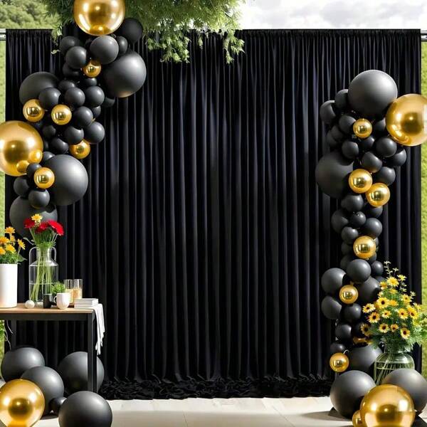 1 peça/2 peças de tecido elástico branco/preto para cenário de casamento, decoração de fundo flexível com bolso para mastro branco/preto, design com furo superior, pode usar cordas/cordões para decoração romântica de casamento, evento de marca, Halloween, festa de Natal (mastros não incluídos, precisam ser preparados separadamente)