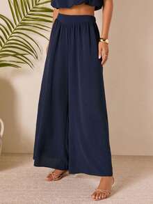 Pleated Swing Wide Leg Casual Loose Solid Color Pants