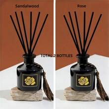 1 bottiglia/2 bottiglie Set diffusore di profumo senza fiamma, include 1 nappina e 6 bastoncini di bambù, ideale per la decorazione di casa e hotel