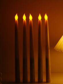 48pcs Beige Flameless Cone Candles, LED Cone Candles, Battery Operated, Suitable For Christmas, Birthday, Wedding, Party, Church Table Decoration - Warm Light - View 4