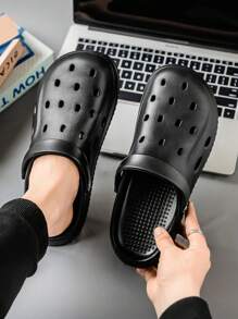 Neue Herren atmungsaktive Sandalen Slip-On Lässig Sport Mesh Clogs Schuhe, runde Zehenpartie flach rutschfest leicht einfarbig vielseitige Gartenschuhe